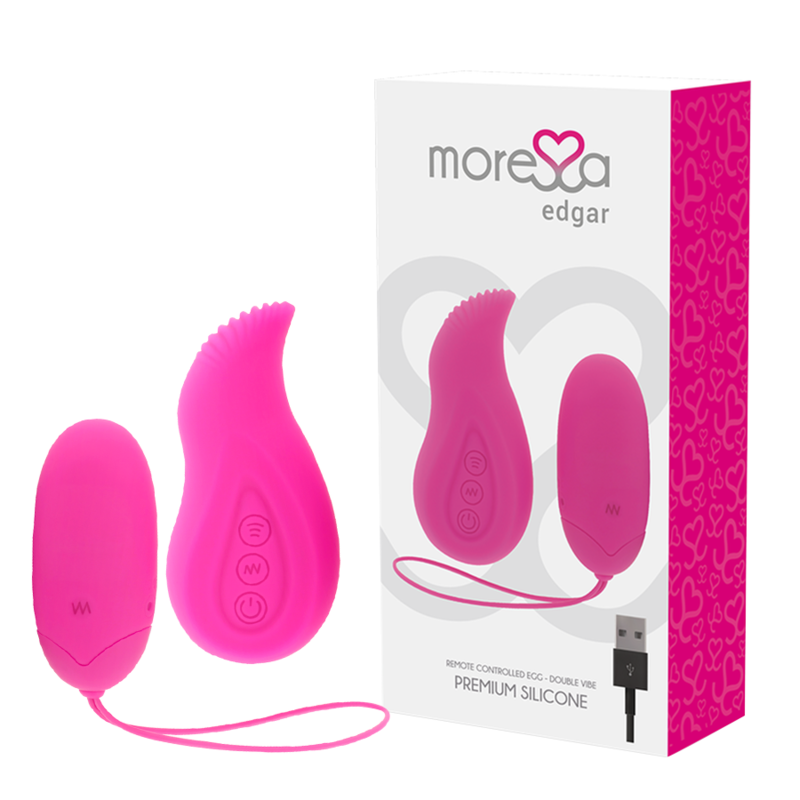 Moressa Edgar Premium Remote Control - Vibrator Set and Silicone Vibrator Egg, Rechargeable