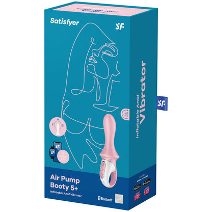 Satisfyer Connect - Air Pump Booty 5+ Inflatable Anal Vibrator, Waterproof, 15 Year Warranty, Pink