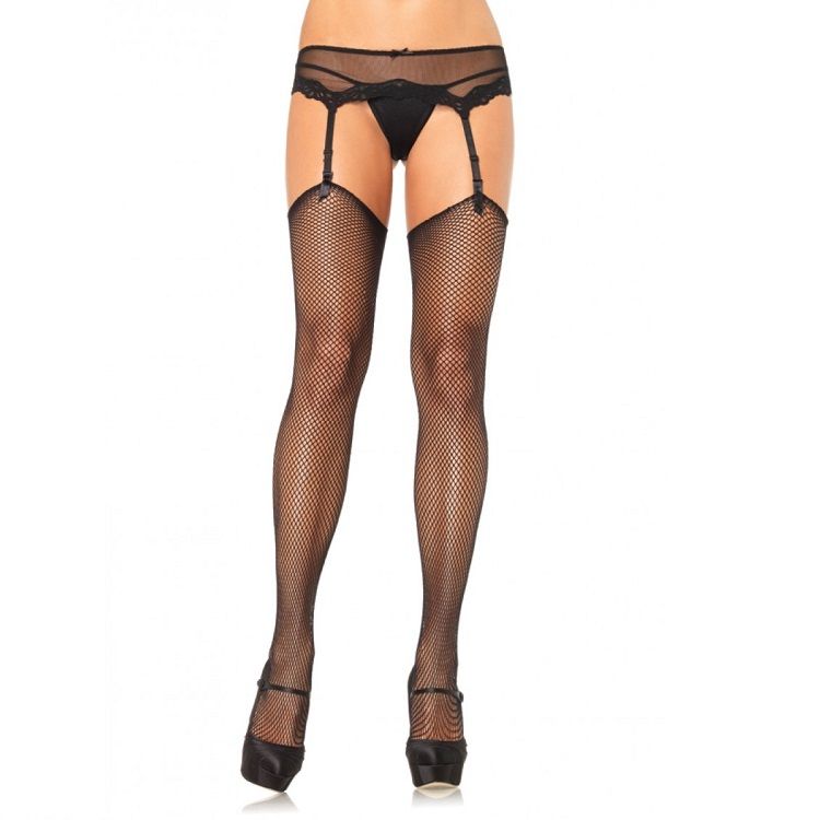 Leg Avenue Hosiery- Ciorapi De Plasă Fără Silicon Hookandloop Top