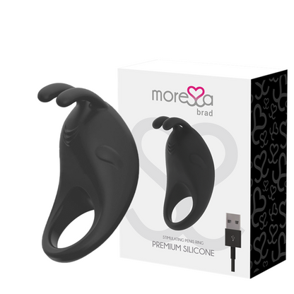 Moressa Brad Premium - Black Silicone Rechargeable Vibrator Ring