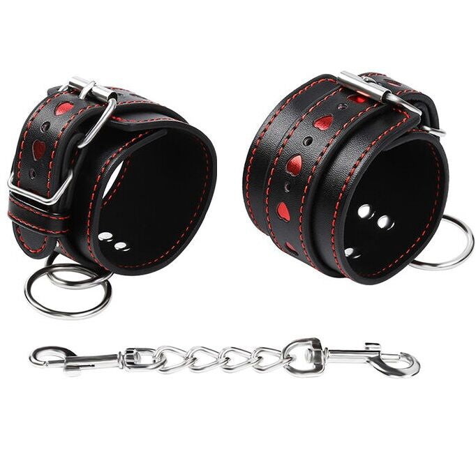 Ohmama Fetish - Handcuffs With Engraved Hearts, Adjustable, Composition 80% PVC / 5% Iron / 15% Polyurethane