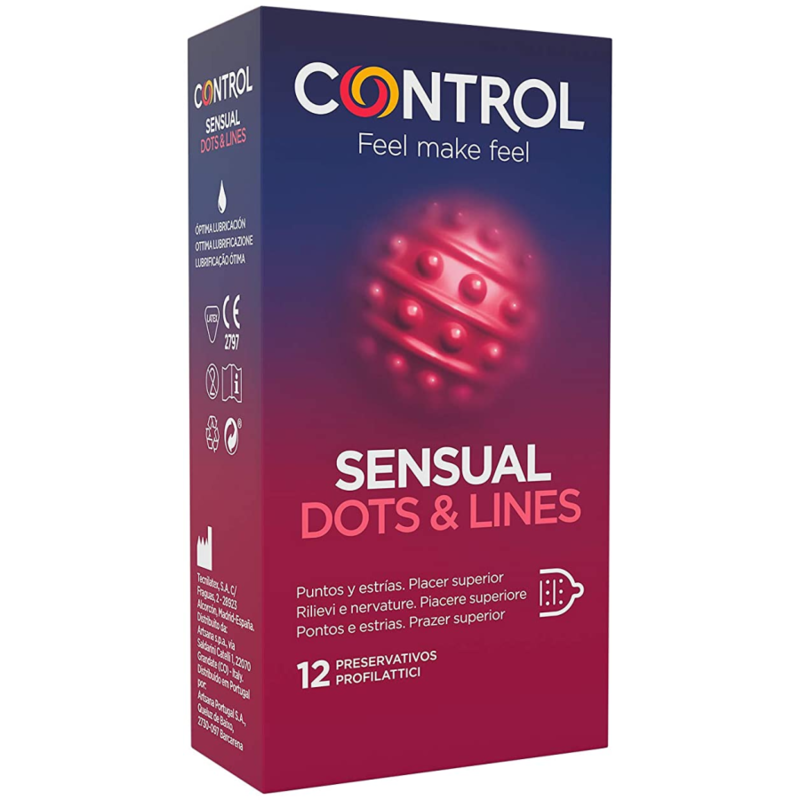 Control - Sensual Points and Lines, Points and Stretch Marks Condoms, 12 Units