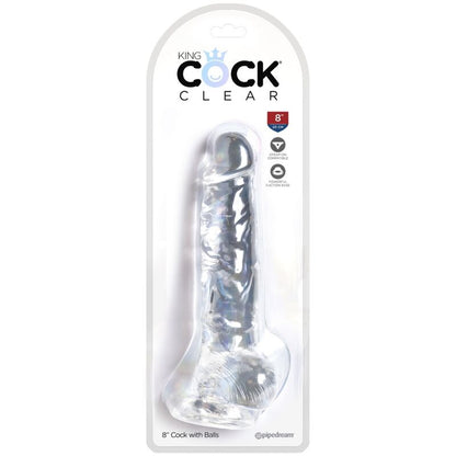 King Cock- Penis Realist Transparent Cu Bile 16,5 Cm Transparent