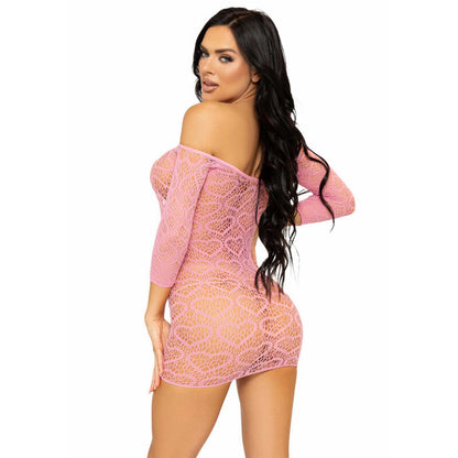 Leg Avenue Dresses - Sweat Heart Mesh Mini Dress, Pink