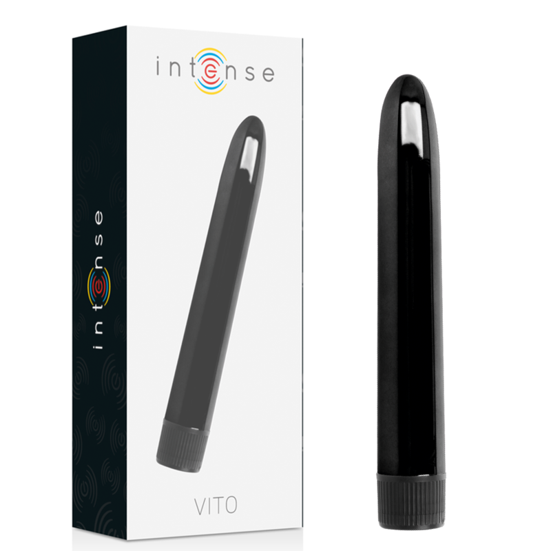 Intense Fun - Intense Vibrator Vito Black, 17 cm, Powerful Vibrations, Works with 2 AA Batteries