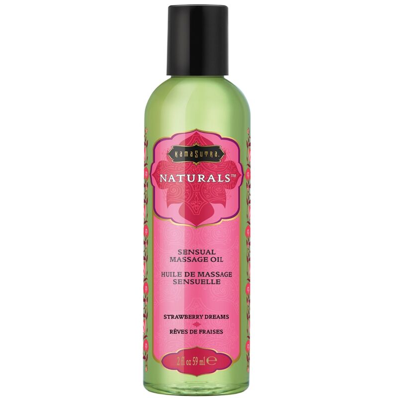 Kamasutra Cosmetics - Strawberry Dreams Natural Massage Oil 59ml, Silky Texture, Vegan, Sugar, Gluten and Paraben Free, Size 59ml