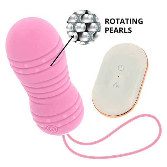 Ohmama Stimulating - Egg Vibrator with Remote Control, 7 Rotation Modes, Soft Silicone, Pink, 8cm x 2.8cm