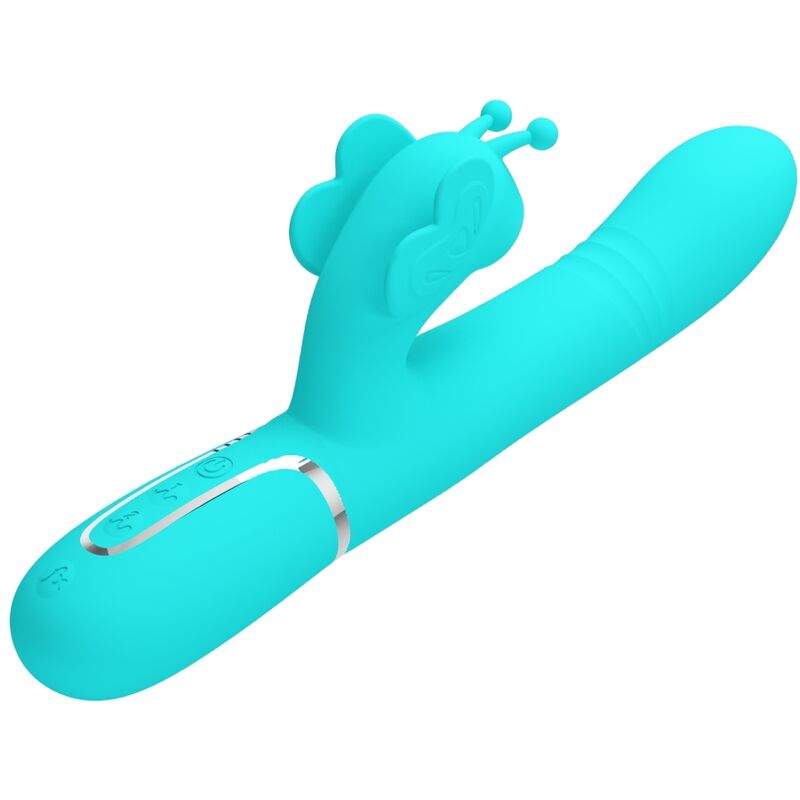 Pretty Love Flirtation- Vibrator De Iepure Multifuncțional 4 În 1 Fluture Aqua Verde