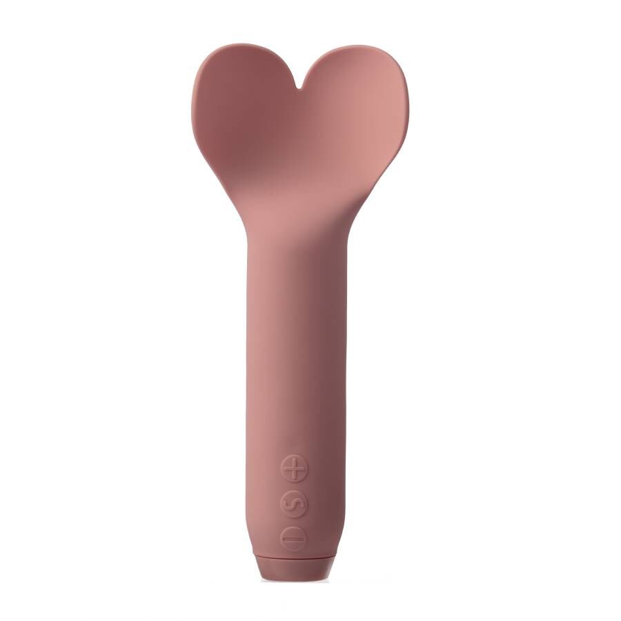 Je Joue - Amour Bullet Pale Rosette, Heart-Shaped Compact Vibrator, 5 Speeds and 7 Patterns, Waterproof, USB Rechargeable, Dimensions: 137.6mm x 55mm x 25mm