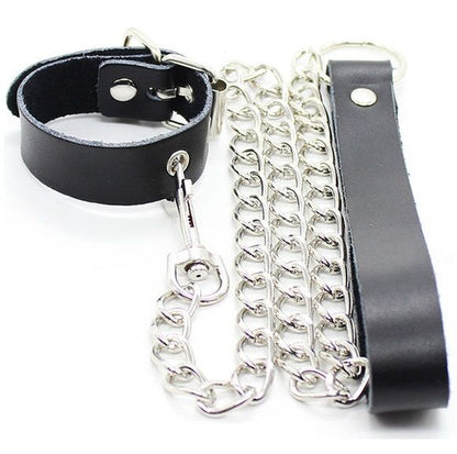 Ohmama Fetish - Penis Necklace and Leather Strap with Metal Chain (Adjustable Strap)