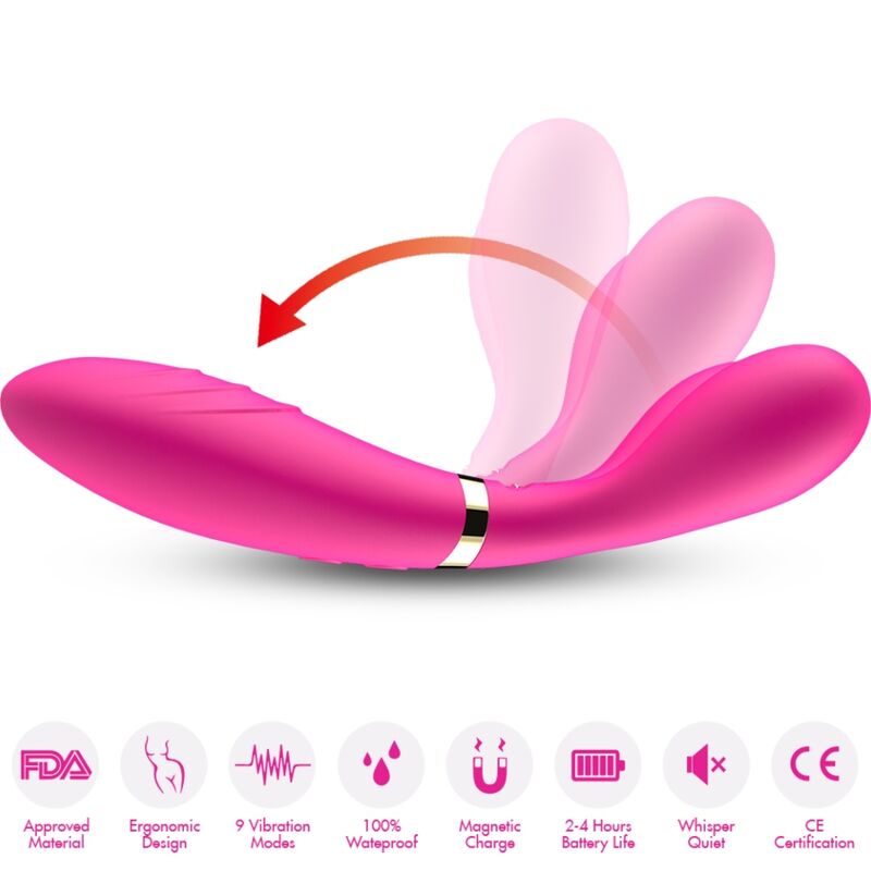 Armony Massagers- Y Wand Massager & Vibrator Cap Dublu Fuchsia