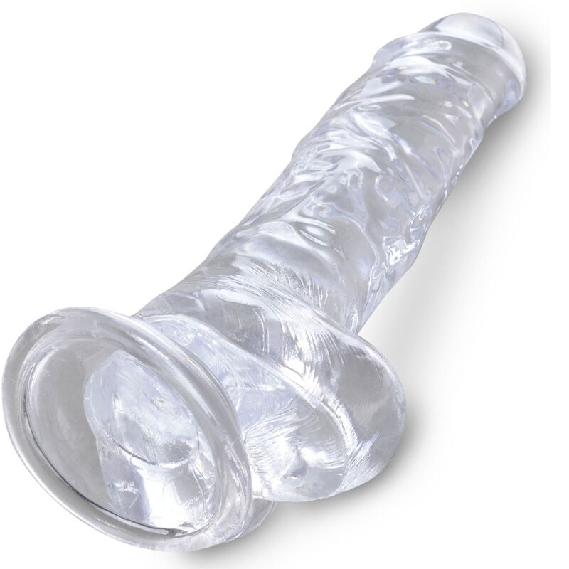 King Cock- Penis Realist Transparent Cu Bile 16,5 Cm Transparent