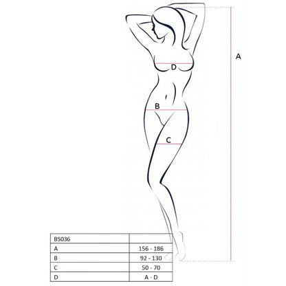 Passion Woman Bodystockings - Black Bodystocking BS036, Sexy Design With Split Area, One Size