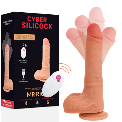 Cyber ​​Silicock - Mr. Rick with Remote Control, Rechargeable Realistic Vibrator, Dimensions: 20.9 cm total length, 17 cm insert length, 4 cm insert diameter