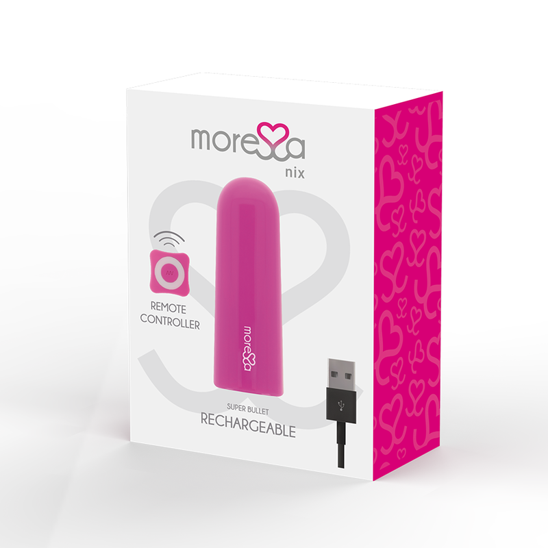 Moressa - Nix Remote Control Bullet Pink, 7 Vibration Modes, Rechargeable, Medical Silicone, Waterproof, Dimensions: 77 x 28 mm