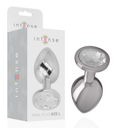 Intense Anal Toys-Dop Anal Metalic Intens Din Aluminiu Cu Sticlă Argintie Dimensiune L