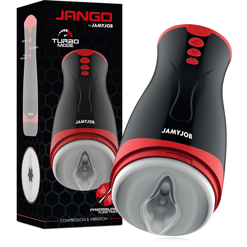 Jamyjob - Jango Compression And Vibration Masturbator, Turbo Mode, Powerful Motor, And More Features