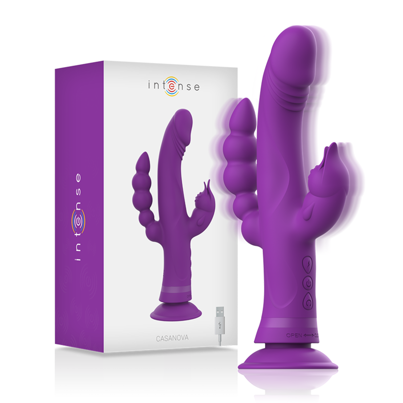 Intense Fun-Intenseô Casanova Vibrator Rabbit Silicone Triple Engine Purple