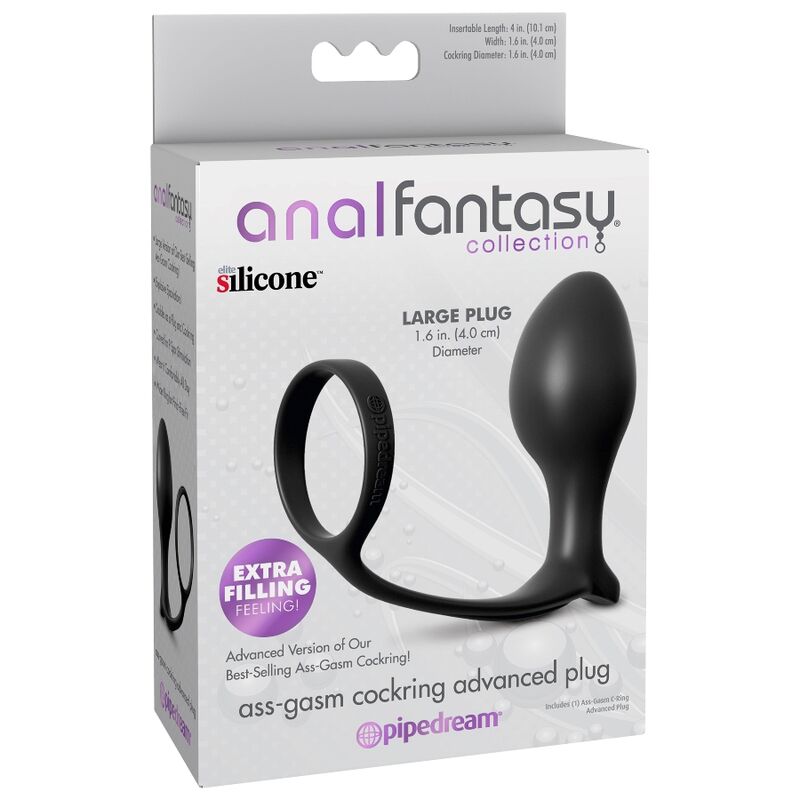 Anal Fantasy Series - Anal Fantasy Collection - Ass-Gasm Cockring Advanced Anal Plug - 4cm Length and 1.6cm Diameter (plug), 1.6cm Diameter (ring)