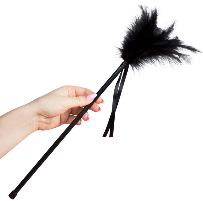 Secretplay 100% Fetish - Black Feathers for Erotic Massage, 40 cm, 20 Feathers