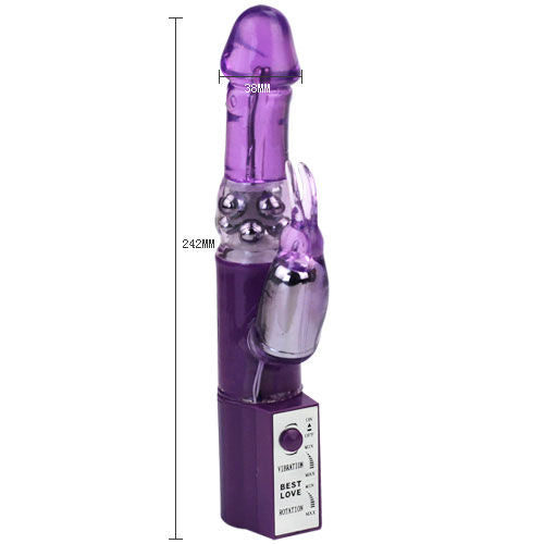 Baile Rotations - Hot Lady Rabbit Purple Rabbit Pearl with Multi-Speed ​​Vibration and Rotation, Metal Beads, Works with 3 AA Batteries, Material TPR / ABS, Dimensions: 24 cm x 3.6 cm, Color Purple