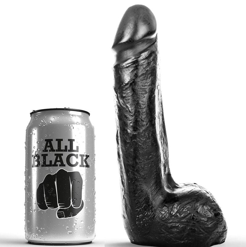 All Black-  Dildo Realist Negru Moale 20 Cm