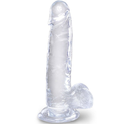 King Cock- Penis Realist Transparent Cu Bile De 15,2 Cm Transparent