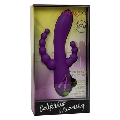 California Exotics - Long Beach Bootylicious Triple Action Vibrator - Waterproof &amp; Rechargeable, Body Safe Silicone, Purple