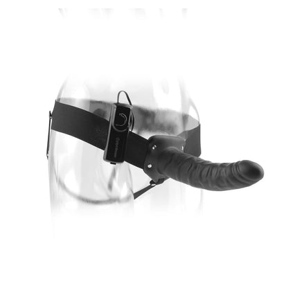 Fetish Fantasy Series - Hollow Strap-On Vibrator Black 19 cm, with Elastic Harness and Vibrations