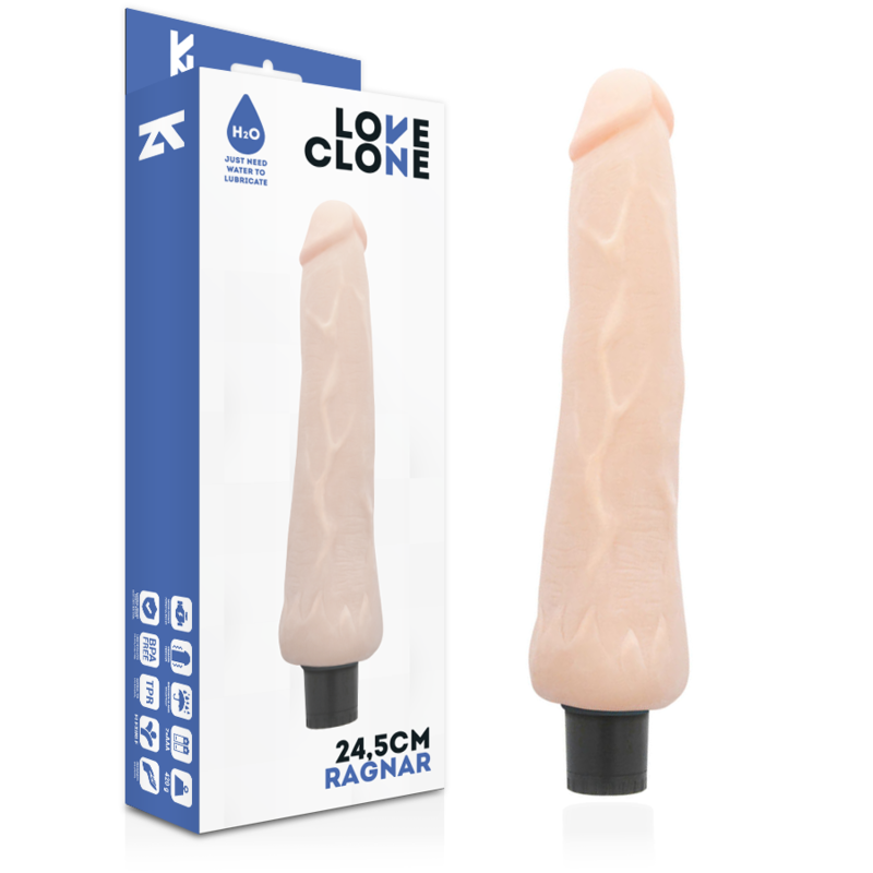 Loveclone - Realistic Self-Lubricating Vibrator, Soft Material, 24.5 x 5.9 cm, Water Resistant