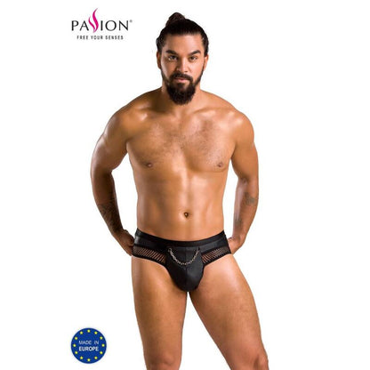 Passion Men - 030 Open Slip Tom Black L/XL, Elegant Underpants with 60% Polyurethane and 40% Polyester Composition