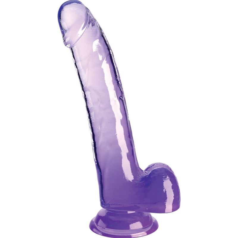 King Cock- Dildo Transparent Cu Testicule 20,3 Cm Violet