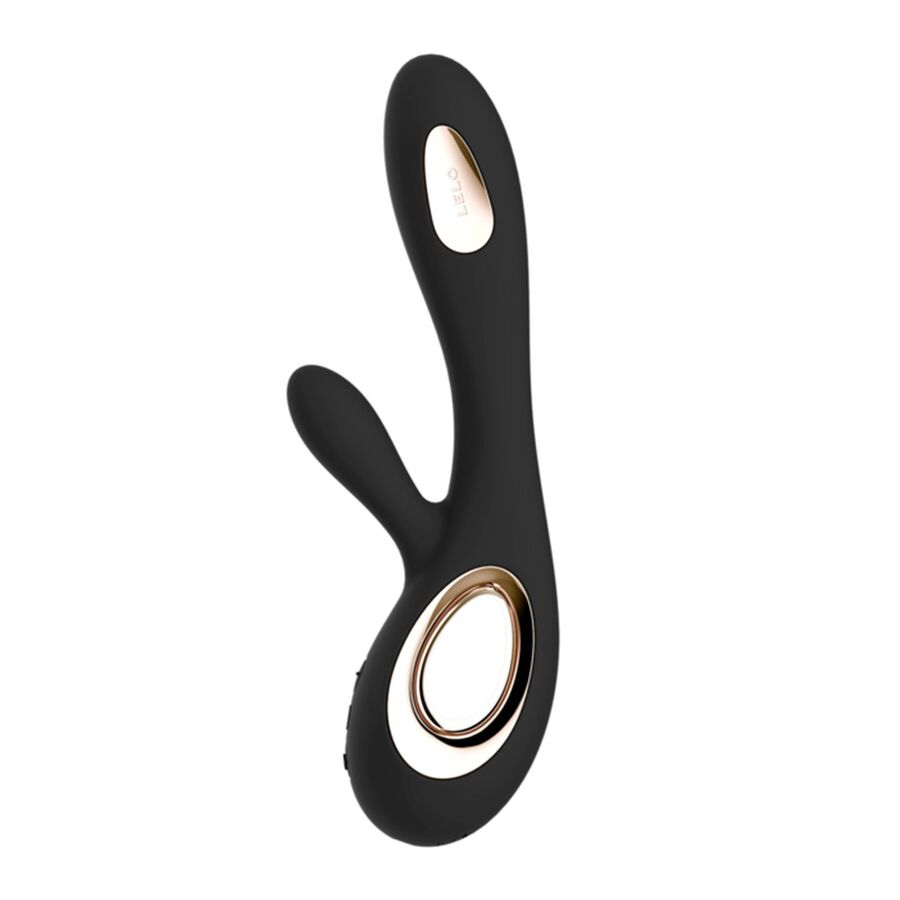 Lelo Soraya Waves Rabbit Vibrator Deep Black - Dual Clitoris and G Spot Stimulation, WaveMotion Technology, Soft Silicone, Rechargeable, Dimensions and Features