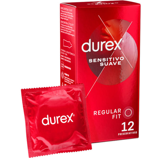 Durex - Soft And Sensitive 12 Units - Thin and Sensitive Condoms, Nominal Width 56 mm