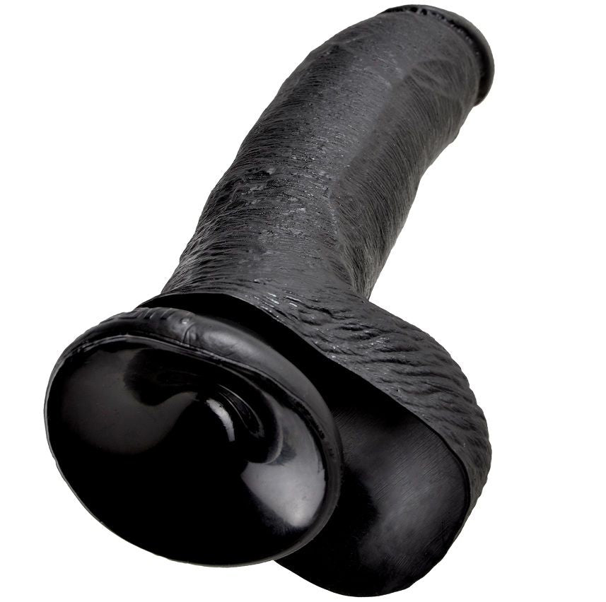 King Cock- Penis De 9" Negru Cu Bile 22.9 Cm