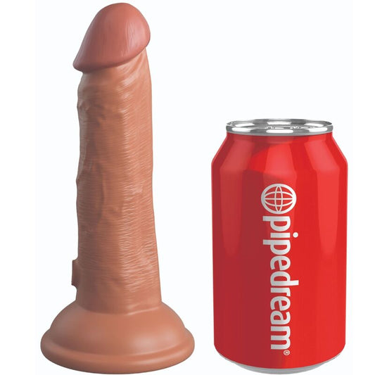 King Cock- Dildo Realist De Elită Cu Vibrație Și Silicon 15,2 Cm Caramel