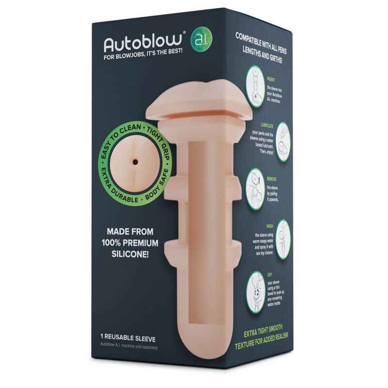 Autoblow AI - Durable Silicone Anal Sleeve, Brown Leather