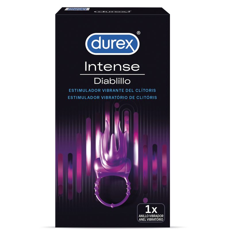 Durex Diablillo - Intense Vibrating Penis Ring, Made of Body Safe Materials, Punctate and Clitoral Stimulation, Powerful Motor, Whisper Quiet, Small and Discreet