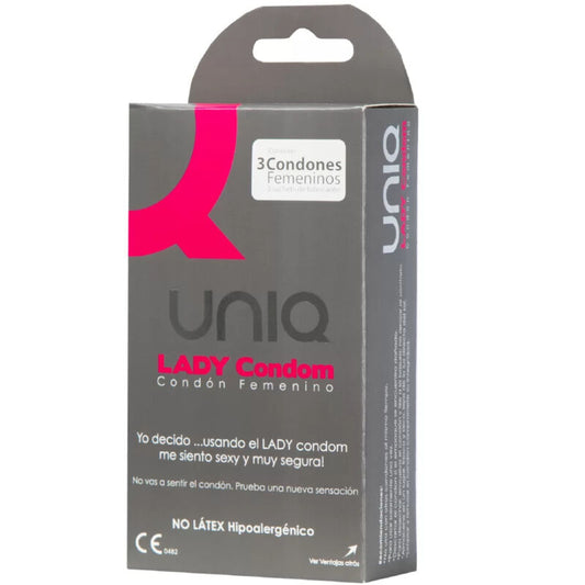 Uniq - Lady Condom Latex Free Condoms Female Condoms with Garter, 3 Units