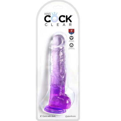 King Cock- Penis Realist Transparent Cu Bile 16,5 Cm Violet