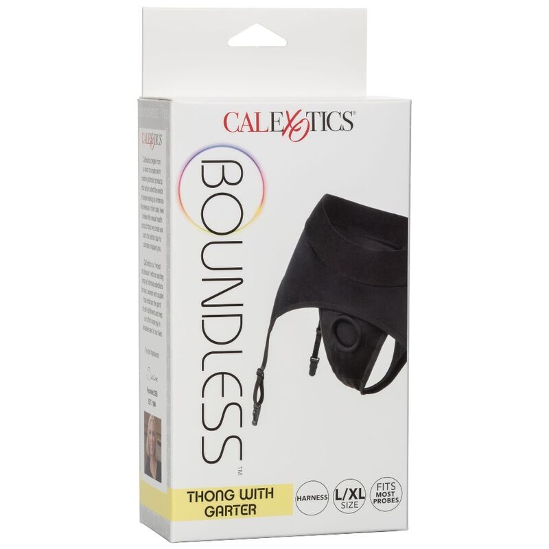 California Exotics - Boundless Thong With Garter L/XL in Nylon and Spandex