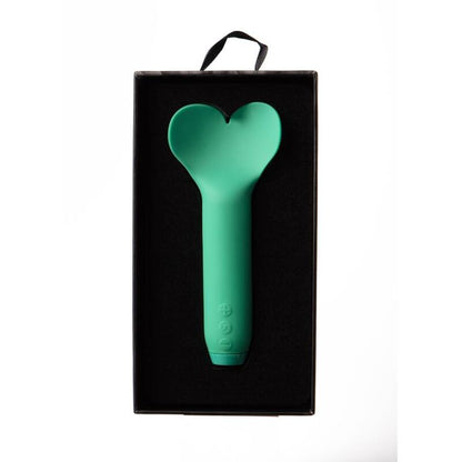 Je Joue - Amour Bullet Emerald Green, Heart Shape Compact Vibrator, 5 Speeds and 7 Patterns, Water Resistant, USB Rechargeable, Dimensions: 137.6mm x 55mm x 25mm