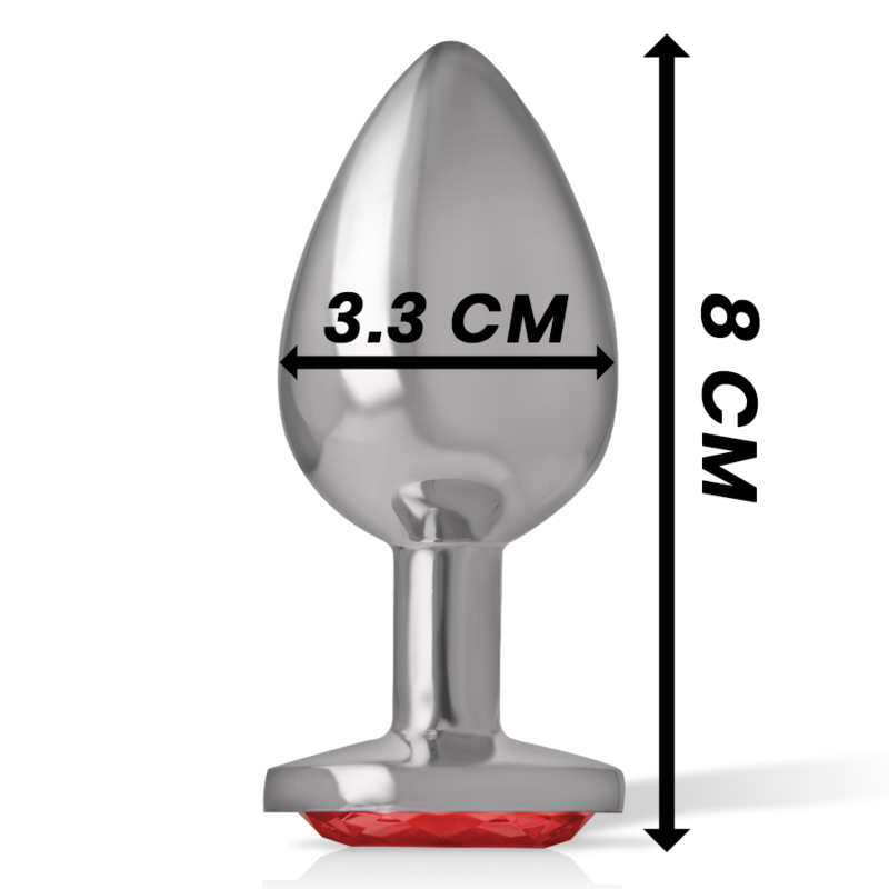 Intense Anal Toys - Metal Anal Plug With Red Glass, Size M