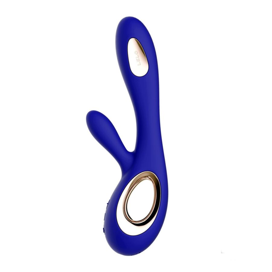 Lelo Soraya Wave Deep Rabbit Vibrator Midnight Blue, Luxury Vibrator with WaveMotion Technology, Dual Clitoris and G-Spot Stimulation, Soft Silicone, Rechargeable, Dimensions and Features