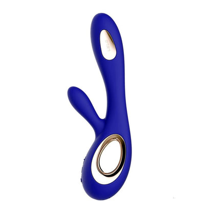 Lelo Soraya Wave Deep Rabbit Vibrator Midnight Blue, Luxury Vibrator with WaveMotion Technology, Dual Clitoris and G-Spot Stimulation, Soft Silicone, Rechargeable, Dimensions and Features