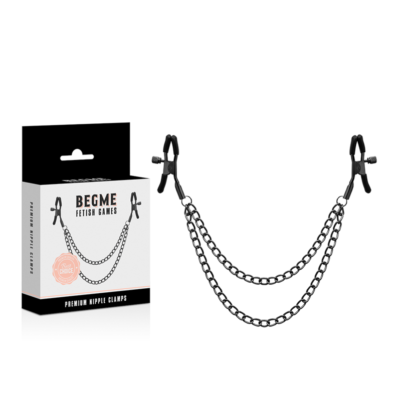 Begme Red Edition - Unisex Stainless Steel Nickel Free Chain Nipple Clamps