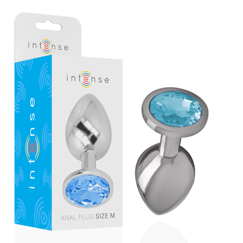 Intense Anal Toys - Aluminum Metal Anal Plug with Blue Glass, Size M