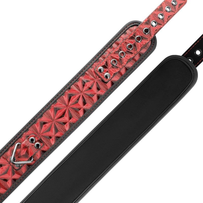 Begme Red Edition - Vegan Leather BDSM Collar With Nickel Free Metal Chain