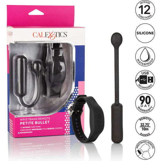 California Exotics - Petite Bullet Remote Control Bracelet, Waterproof Mini Vibrator, Wrist Control