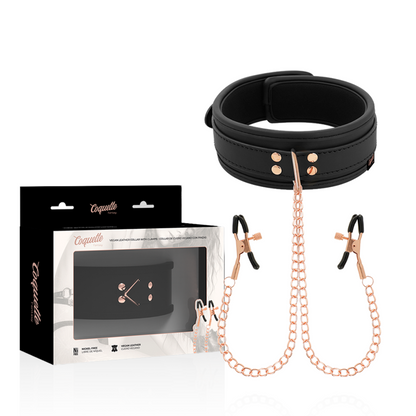 Coquette Chic Desire - Fantasy Nipple Clamp Necklace in Vegan Leather and Neoprene